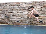 Bangkok 01 03 Buddy Lodge Swimming Pool Peter does his best levitation above the roof-top swimming pool at the Bangkoks Buddy Lodge.